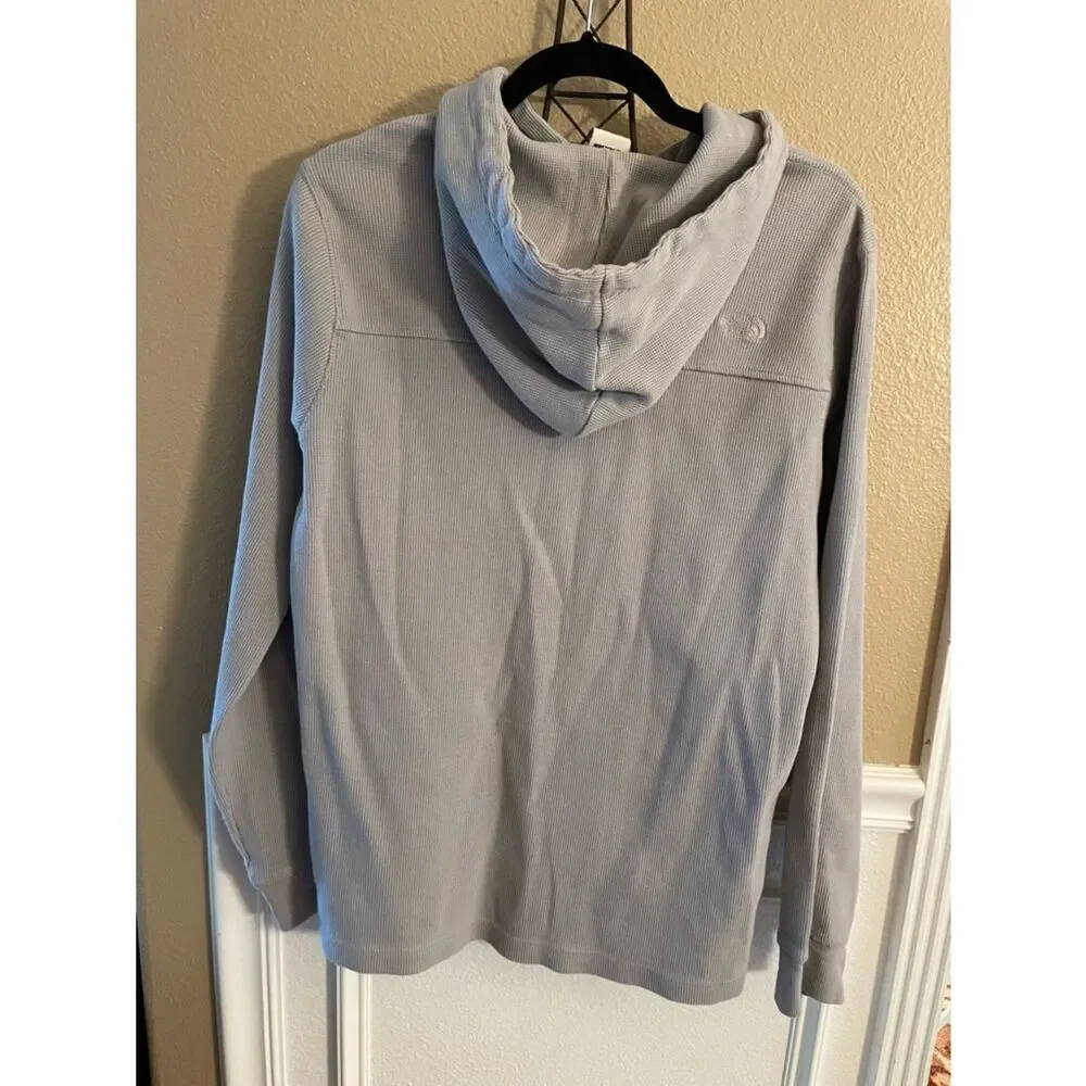 The North Face Men’s Waffle Knit Gray Hooded Pullover L